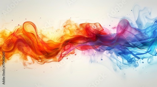   A white backdrop bears a vibrant, rainbow-hued wave of smoke, allowing ample room for text or logo insertion on its left side