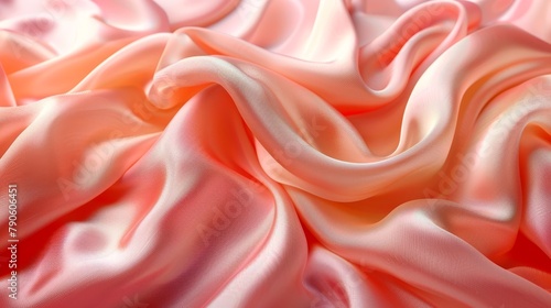   A tight shot of a pink fabric showcases an intricate, wavy pattern at its core Its texture is remarkably soft photo