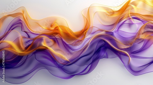  A tight shot of a purple-orange wave against a pristine white backdrop, with a gentle light reflection gracing its peak