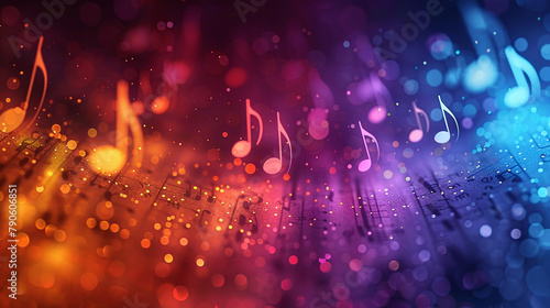 abstract colorful background with sheet music