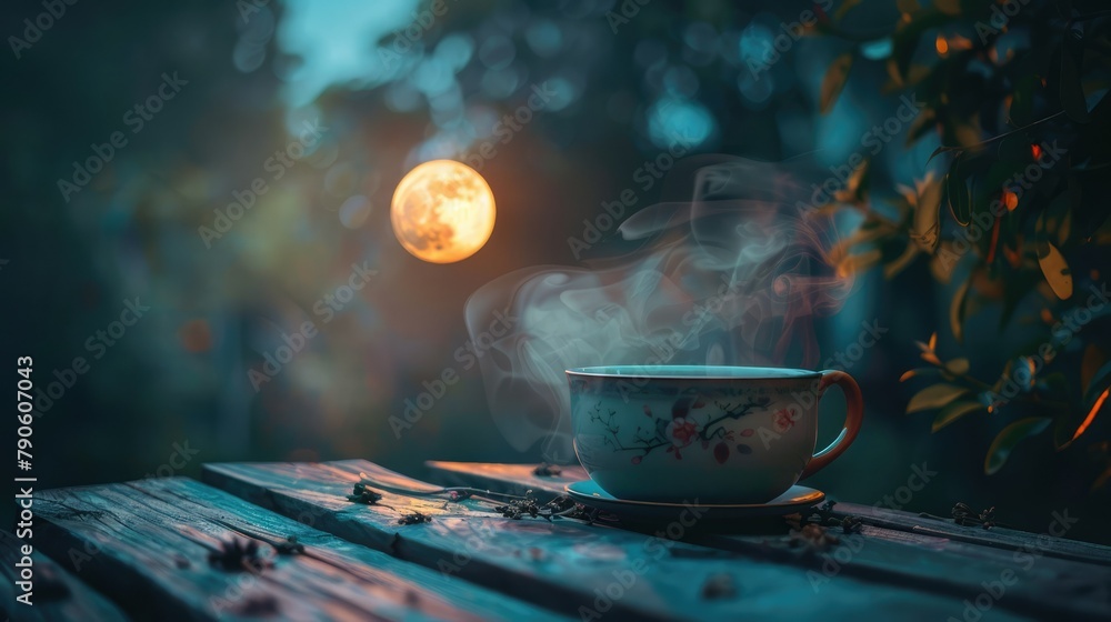 Sit and drink tea and watch the moon 