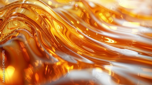  Close-up of an orange and yellow liquid wave Background blurred to left and right