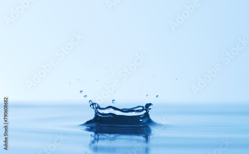 Abstract, splash and puddle of water with hygiene, product and clean with mockup space and promotion. Liquid, h20 and sustainability with drops, spring and hydration with detail, empty and natural