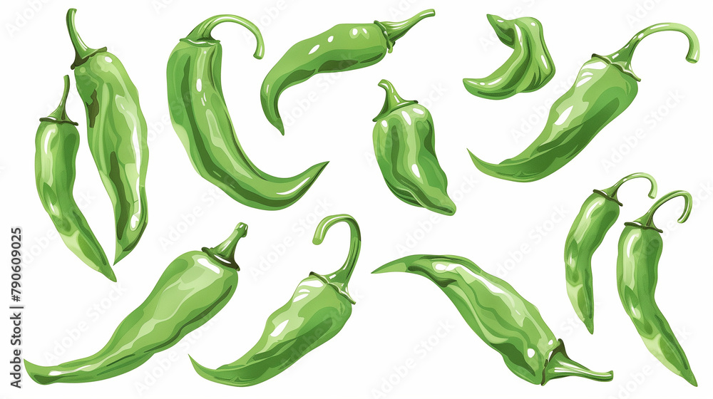 green chilies isolated on white green chilies isolated on white