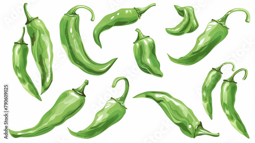green chilies isolated on white photo