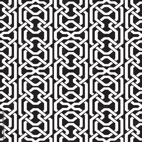 Vector damask seamless retro pattern background polygon geometry cross frame chain. Elegant luxury black and white tone design for wallpapers  backdrops and page fill.