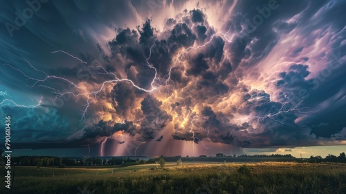 Dramatic Thunderstorm Over Fields