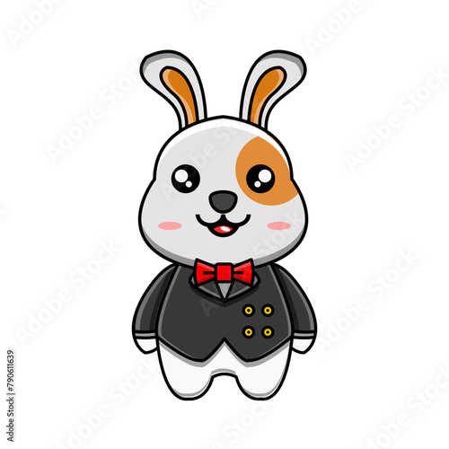 cute vector design illustration of a rabbit mascot wearing a suit