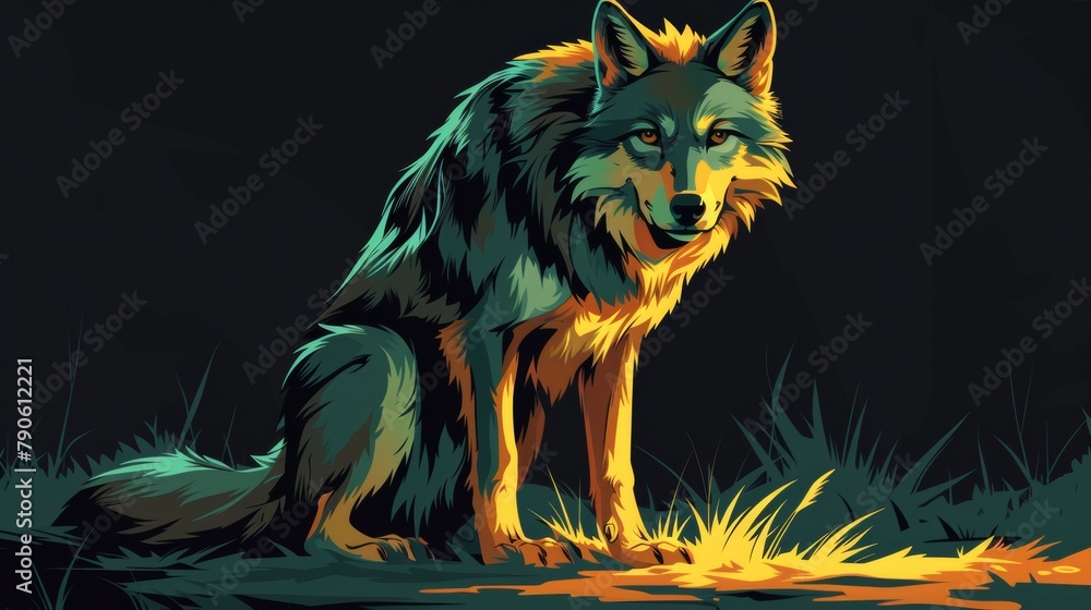 Stylish anthropomorphic fox character with intense gaze in a digital artwork