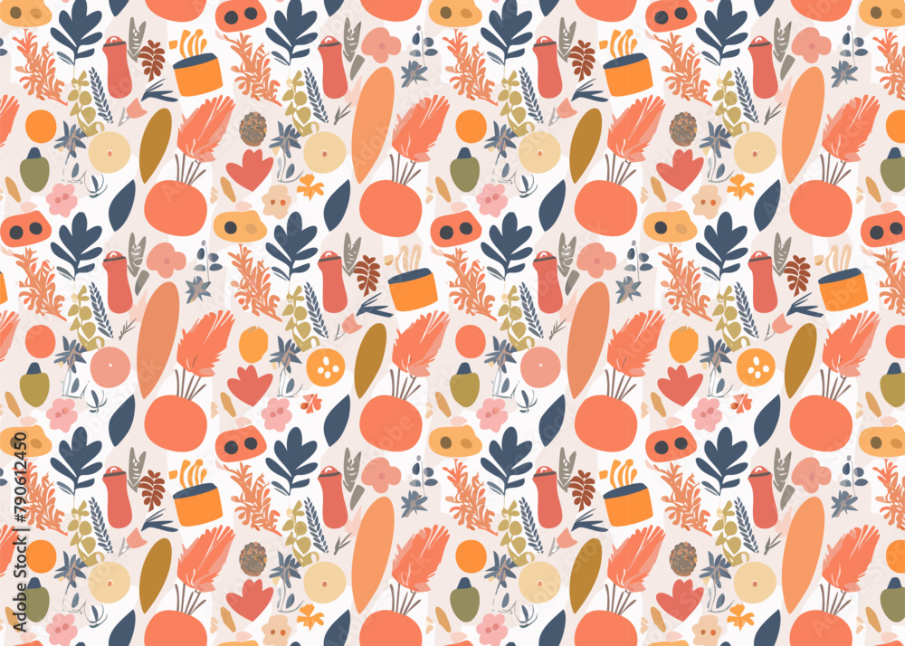 Seamless pattern with cute flowers and plants. Vector illustration. Seamless pattern with cute flowers and plants. Vector illustration.