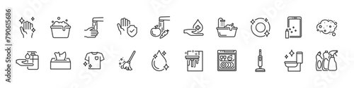 set of cleaning icons, hygiene, housework
