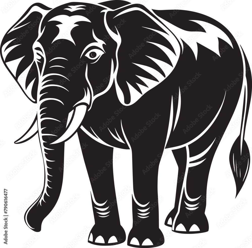 Elephant - black and white vector illustration Elephant - black and white vector illustration