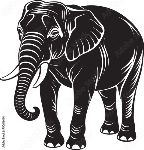 Elephant - black and white vector illustration for tattoo or t-shirt design © Rony