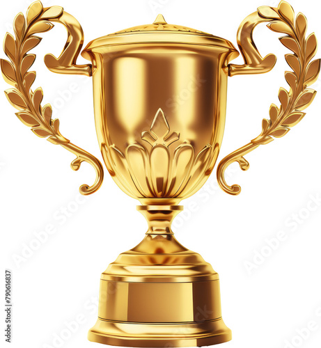 golden trophy,trophy made of gold isolated on white or transparent background,transparency 