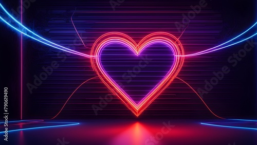 glowing heart, neon heart