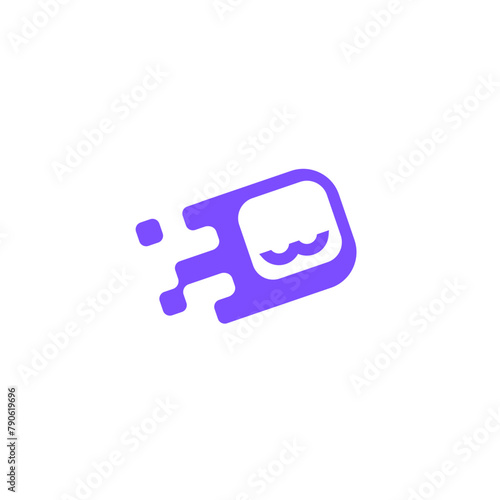 Box Funny Cat Laugh with Pixels Logo Vector Design