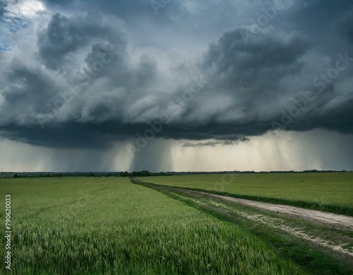 storm clouds over the field