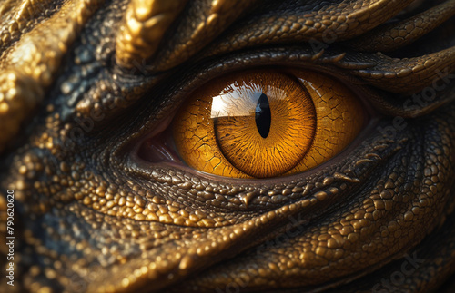 Close-up of the golden dragon's eyes