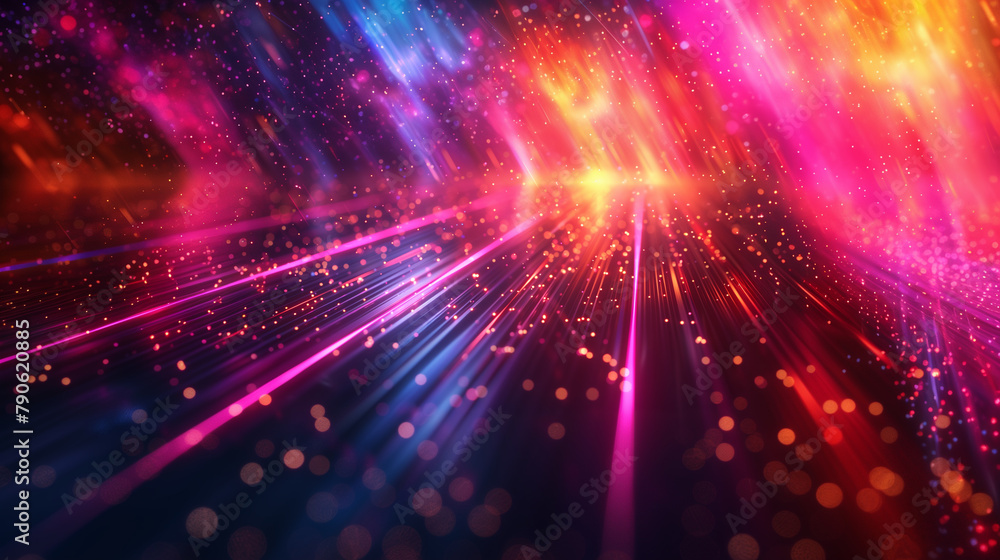 Futuristic abstract background, colorful bright neon rays and glowing lines. Bokeh effect. AI generative Futuristic abstract background, colorful bright neon rays and glowing lines. Bokeh effect. AI generative