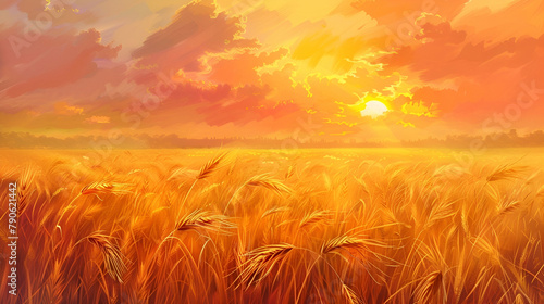 Happy vaisakhi background with wheat field at sunrise photo