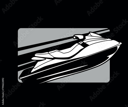 A black and white image of a GTA-style jet ski on a white background. aquabike