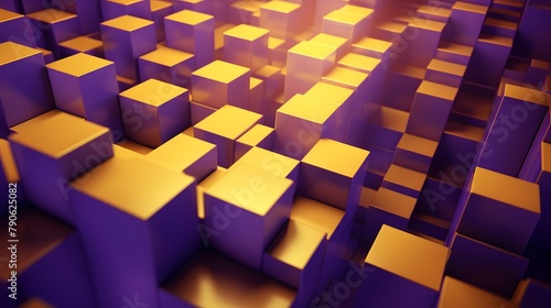 3d rendering of purple and yellow abstract geometric background. Scene for advertising, technology, showcase, banner, game, sport, cosmetic, business, metaverse. Sci-Fi Illustration. Product display © Gary