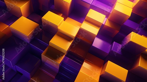 3d rendering of purple and yellow abstract geometric background. Scene for advertising  technology  showcase  banner  game  sport  cosmetic  business  metaverse. Sci-Fi Illustration. Product display