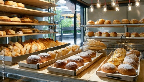 パン屋さんで陳列されているパン