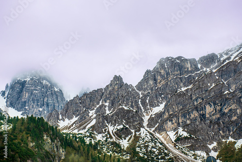 Snow fall on peak of Alps mountains of Austria