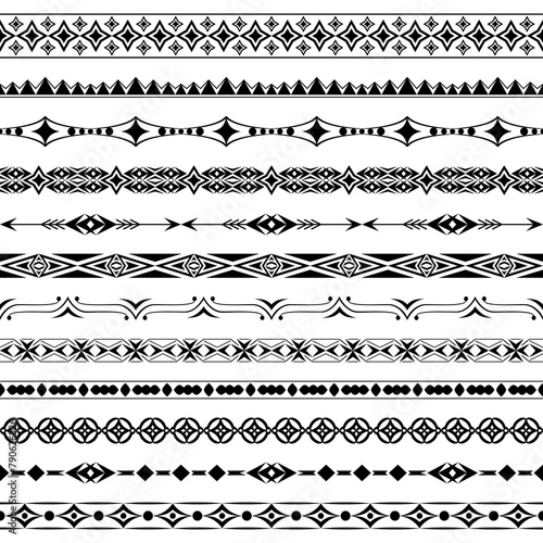Collection of vector brushes with geometric patterns