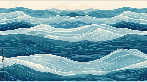 Minimalistic ocean waves pattern with a clean, modern twist photo