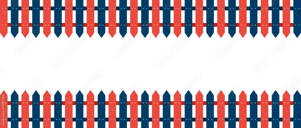 Obraz premium Fence Frame isolated white background with copy space. Fencing Border with Blank backdrop. Groovy vector can used Web banner, poster design template. EPS 10