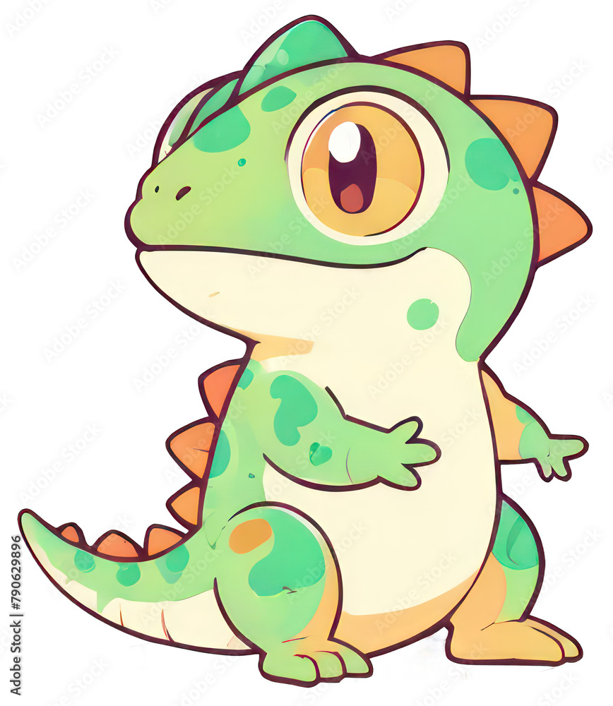Obraz premium Green Reptile Cartoon Illustration Png 4