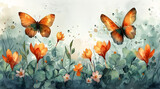 Dew-Kissed Haven: Watercolor Depiction of Spring Garden with Crocus Blooms