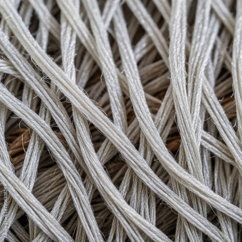 Top down, extreme close up of polypropylene multifilament micro fibers for concrete reinforcement. Construction macro background photo