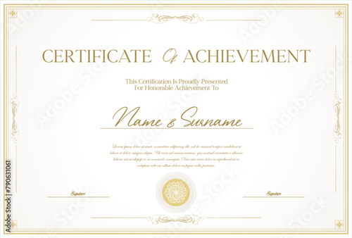 Certificate or diploma template retro design illustration