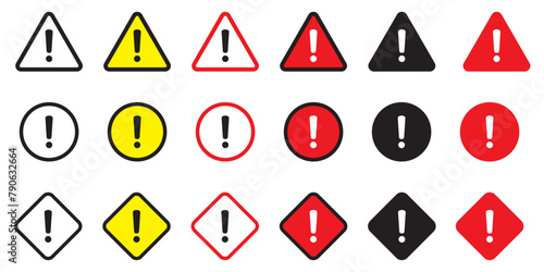 Caution signs. Danger, warning sign, attention sign. Danger icon, warning icon, attention icon.