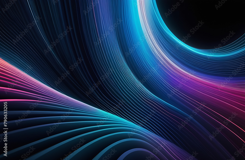 Abstract background - wavy curved lines with gradient and space to copy