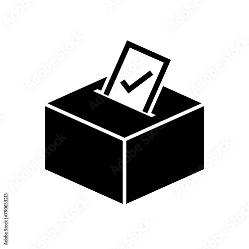 Putting vote into ballot box, Voting or inserting paper, Election concept, Silhouette design for web site, logo, app, UI, Vector illustration