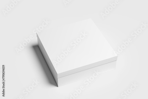 Konstfotografi Blank square thin box mockup with lid isolated on white background