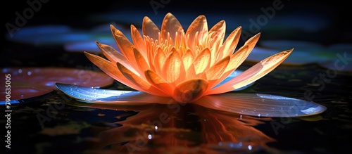 Beautiful waterlily or lotus flower blooming on pond