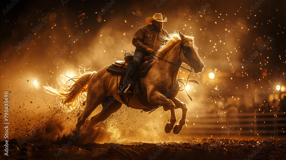 Fototapeta premium action rider on a rebellious horse