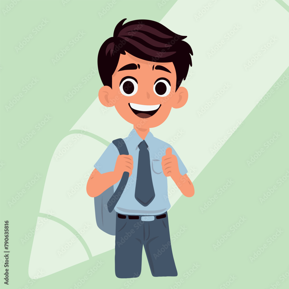 student boy smiling and excited