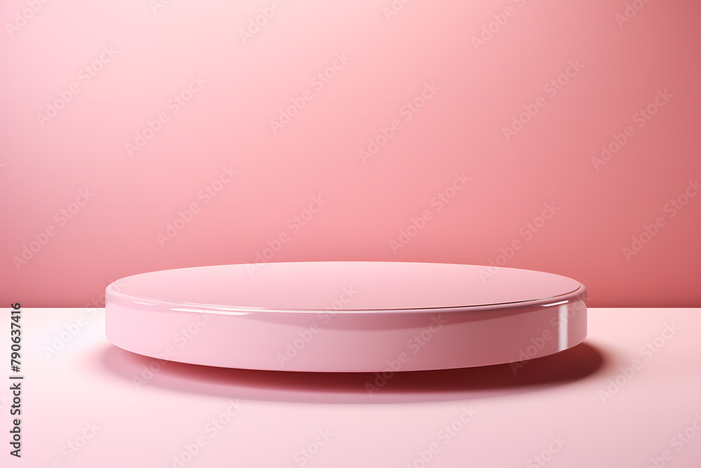 3D pink pedestal podium on pink background. Product display presentation 3D pink pedestal podium on pink background. Product display presentation