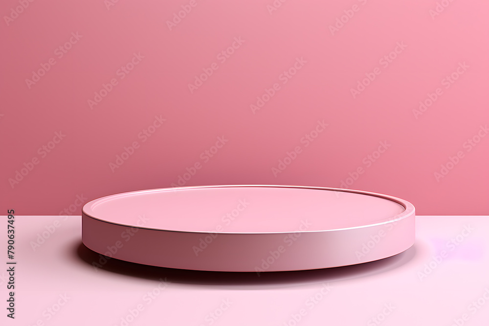 3D pink pedestal podium on pink background. Product display presentation 3D pink pedestal podium on pink background. Product display presentation