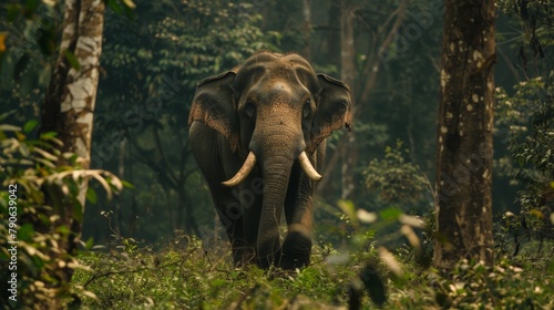 Amidst the dense forest, an elephant emerges as a leader, celebrating the distinctiveness that sets it apart from the crowd.