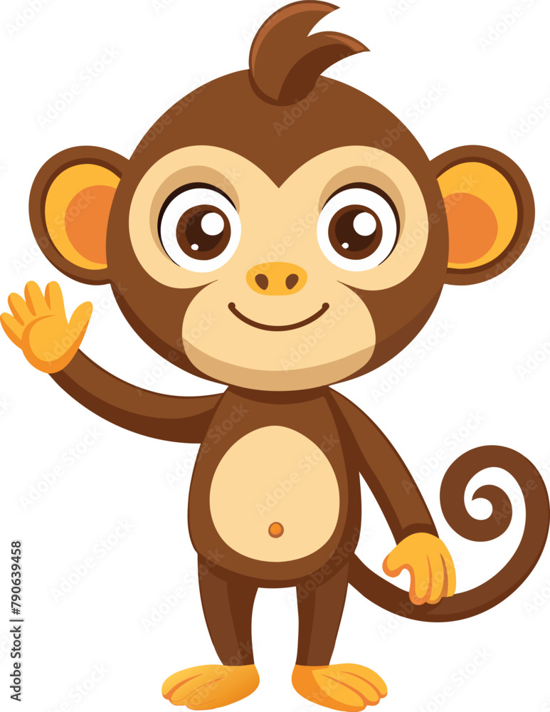 Obraz premium Cute monkey waving cartoon vector 
