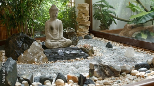 Zen Stone Tower and Bamboo in a Peaceful Setting.