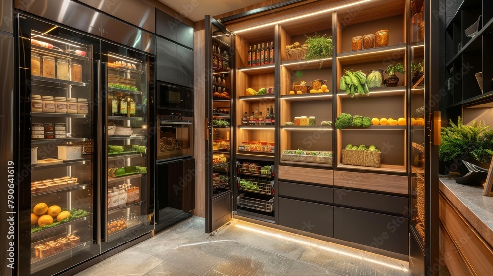 Luxurious pantry setup with state-of-the-art cabinet design, blending modern aesthetics with functionality
