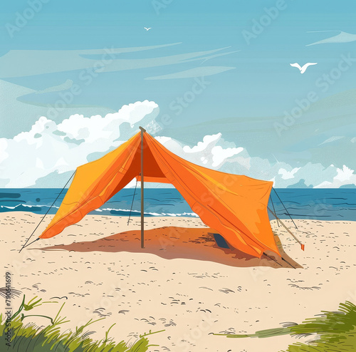 Beach tent clipart with open flaps